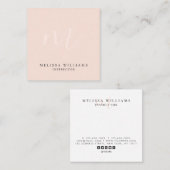 Moderne minimalistische monogram pasta Blush Luxe Vierkante Visitekaartje (Voorkant / Achterkant)