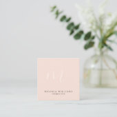 Moderne minimalistische monogram pasta Blush Luxe Vierkante Visitekaartje (Staand voorkant)
