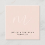 Moderne minimalistische monogram pasta Blush Luxe Vierkante Visitekaartje (Voorkant)