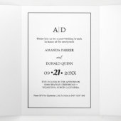 Moderne minimalistische monogram pre-bruiloft brun drieluik uitnodiging (Binnenkant midden)