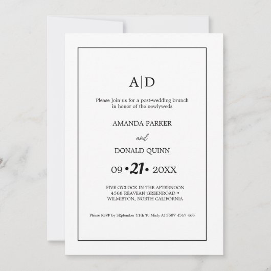 Moderne minimalistische monogram pre-bruiloft brun kaart (Voorkant)