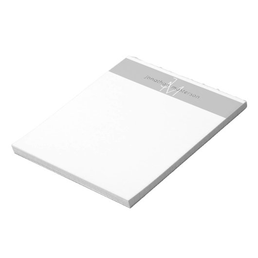 Moderne minimalistische monogram Professional Notitieblok (Linkerzijde)