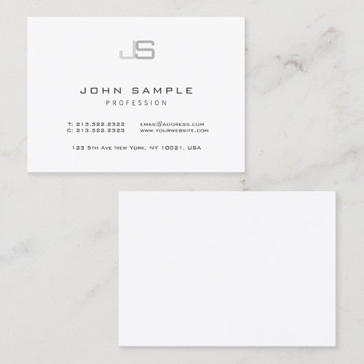 Moderne minimalistische Monogram Professionele Sja Visitekaartje (Voorkant / Achterkant)