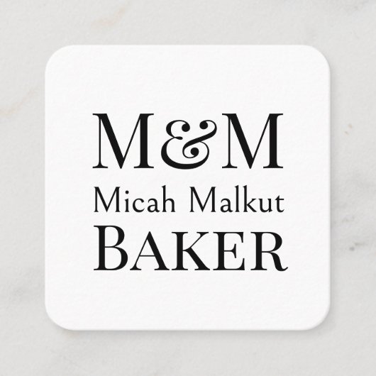 Moderne Minimalistische Monogram QR Code Luxe, Naa Vierkante Visitekaartje (Voorkant)