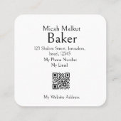 Moderne Minimalistische Monogram QR Code Luxe, Naa Vierkante Visitekaartje (Achterkant)