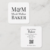 Moderne Minimalistische Monogram QR Code Luxe, Naa Vierkante Visitekaartje (Voorkant / Achterkant)