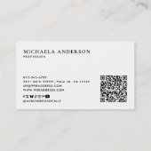 Moderne Minimalistische Monogram QR-code & Sociale Visitekaartje (Achterkant)