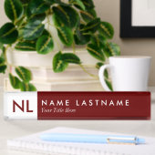 Moderne minimalistische monogram rode plaat naambordje