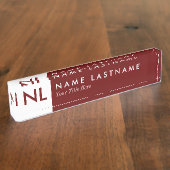 Moderne minimalistische monogram rode plaat naambordje (Zijkant)