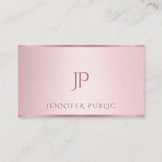 Moderne minimalistische monogram Roos gouden Sjabl Visitekaartje (Voorkant)