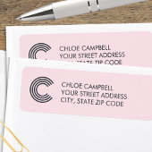 Moderne minimalistische monogram roze grijs etiket