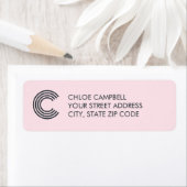 Moderne minimalistische monogram roze grijs etiket (Insitu)