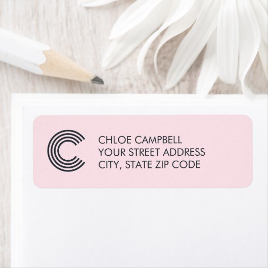Moderne minimalistische monogram roze grijs etiket (Insitu)