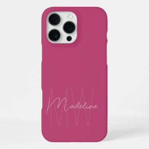 Moderne Minimalistische Monogram Roze iPhone 16 Pro Max Hoesje