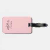 Moderne Minimalistische Monogram Roze Roze Persoon Bagagelabel (Achterkant horizontaal)