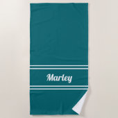 Moderne Minimalistische Monogram Script Sjabloon T Strandlaken (Voorkant)