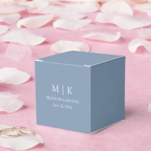 Moderne minimalistische monogram - Stusty Blue Wed Bedankdoosjes