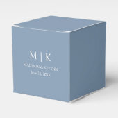 Moderne minimalistische monogram - Stusty Blue Wed Bedankdoosjes (Voorkant Zijde)