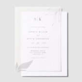 Moderne minimalistische monogram tak verlaat bruil vellum uitnodigingen (Offset)