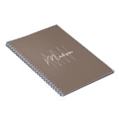 Moderne Minimalistische Monogram Taupe Notitieboek (Rechterzijde)