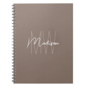 Moderne Minimalistische Monogram Taupe Notitieboek (Voorkant)