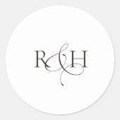 Moderne Minimalistische Monogram Trouwsticker Ronde Sticker (Voorkant)