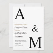 Moderne Minimalistische Monogram Verloving Feest Kaart (Voorkant)