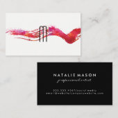 Moderne minimalistische Monogram Waterverf borstel Visitekaartje (Voorkant / Achterkant)