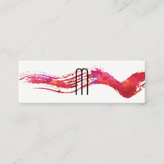 Moderne Minimalistische Monogram Waterverfborstel Mini Visitekaartje (Voorkant)