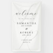 Moderne minimalistische monogram witte bruiloft we spandoek (Verticaal)