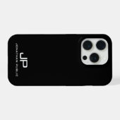 Moderne Minimalistische Monogram Zwart en Wit iPhone Hoesje (Achterkant horizontaal)