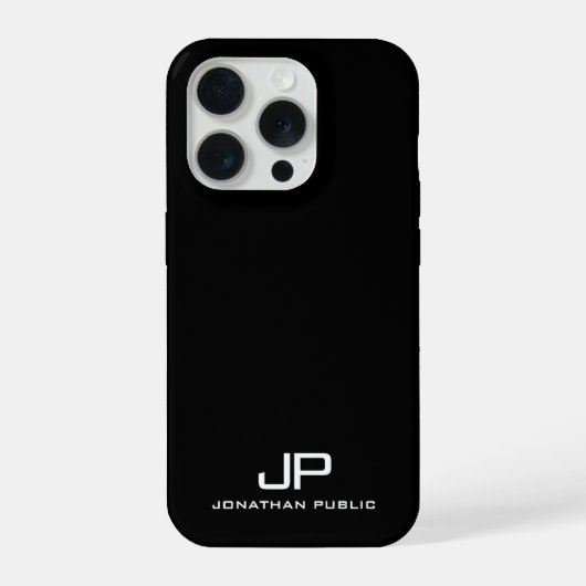 Moderne Minimalistische Monogram Zwart en Wit iPhone Hoesje (Achterkant)