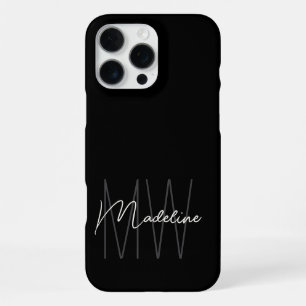 Moderne Minimalistische Monogram Zwart iPhone 16 Pro Max Hoesje