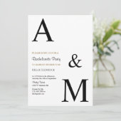 Moderne Minimalistische Monogramma Afscheidsfeestj Kaart (Staand voorkant)
