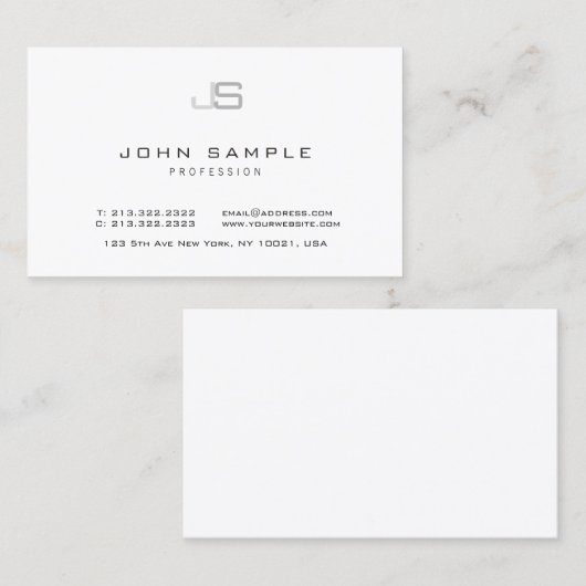 Moderne minimalistische monogrammen Sjabloon Visitekaartje (Voorkant / Achterkant)