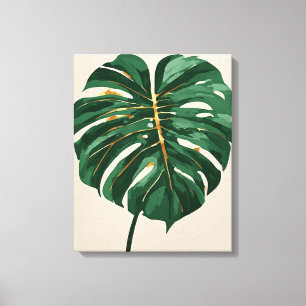 Moderne Minimalistische Monstera Blad Botanische M Canvas Afdruk