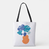 Moderne Minimalistische Monstera Plant Tote Bag (Achterkant)