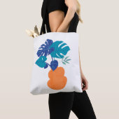 Moderne Minimalistische Monstera Plant Tote Bag (Dichtbij)
