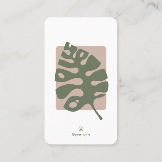 Moderne minimalistische Monstera Visitekaartje (Achterkant)