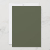 Moderne minimalistische mos groene bruiloft kaart (Achterkant)