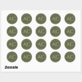 Moderne minimalistische mos groene bruiloft ronde sticker (Vel)
