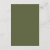 Moderne minimalistische mos groene bruiloft RSVP kaartje (Achterkant)
