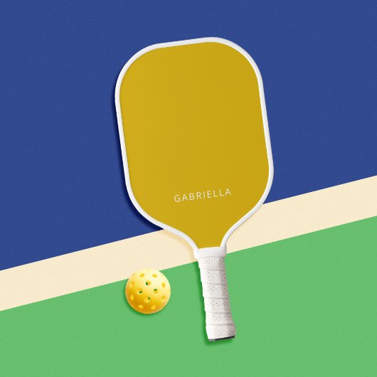 Moderne minimalistische mosterd geel gepersonalise pickleball paddle