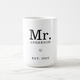 Moderne minimalistische "Mr. Est" aangepaste naam Koffiemok