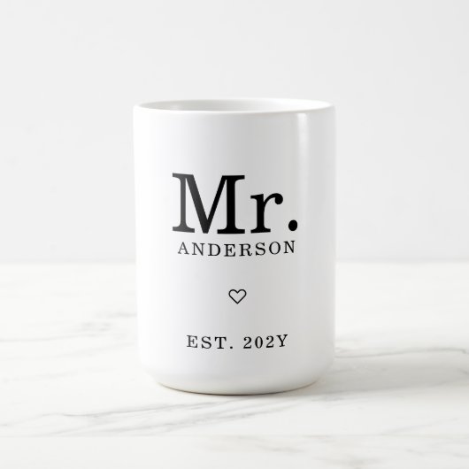 Moderne minimalistische "Mr. Est" aangepaste naam Koffiemok (Center)