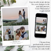 Moderne minimalistische multi foto bruiloft bedankkaart