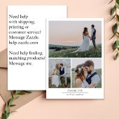 Moderne minimalistische multi foto bruiloft bedankkaart