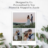 Moderne minimalistische multi foto bruiloft bedankkaart