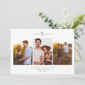 Moderne Minimalistische Multi-Foto-Collage-Huwelij Save The Date (Staand voorkant)