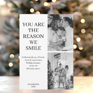 Moderne minimalistische multi-foto kerst feestdagenkaart